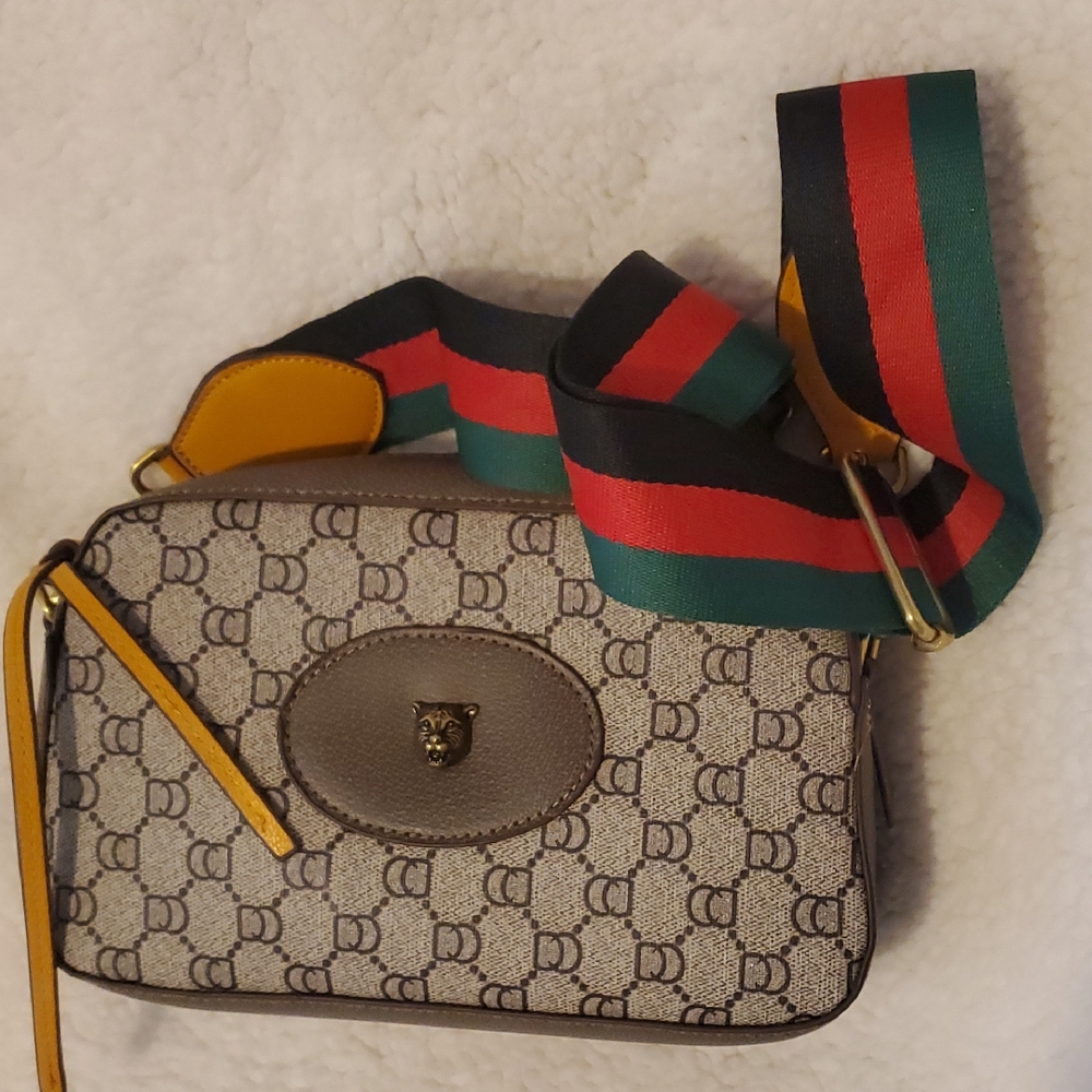Stylish Designer Patterned Crossbody Bag with Multicolor Strap‎